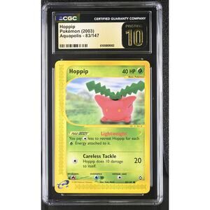 CGC 10 PRISTINE Hoppip 83/147 Pokémon Aquapolis 2003 Graded Yuka Morii (PSA)